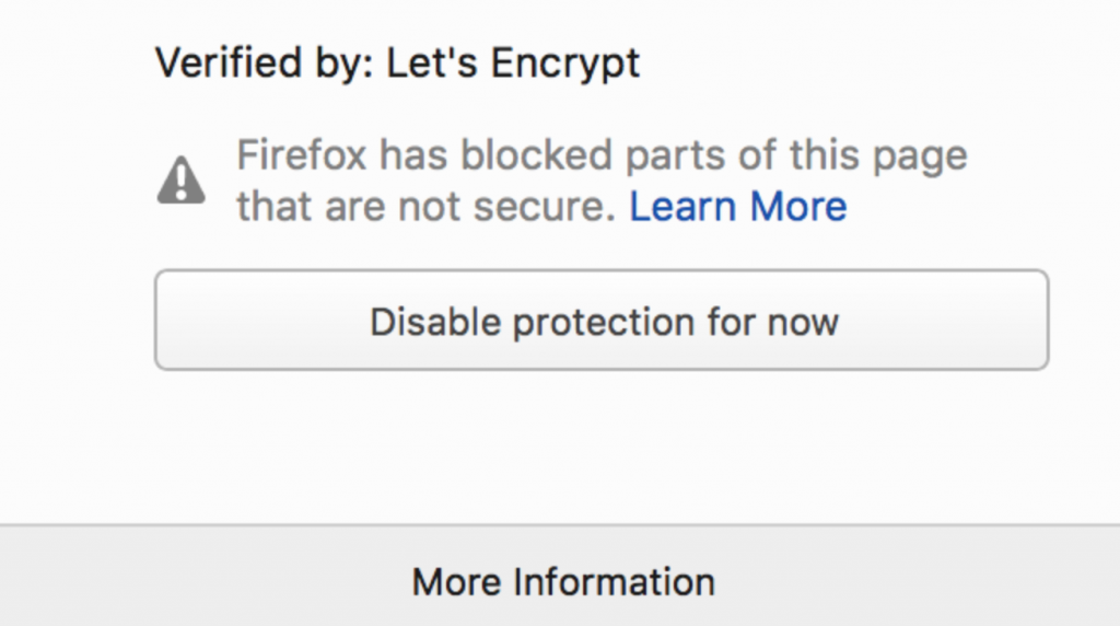 Komunikat ostrzegawczy Firefox o mieszanej zawartości dla użytkowników
